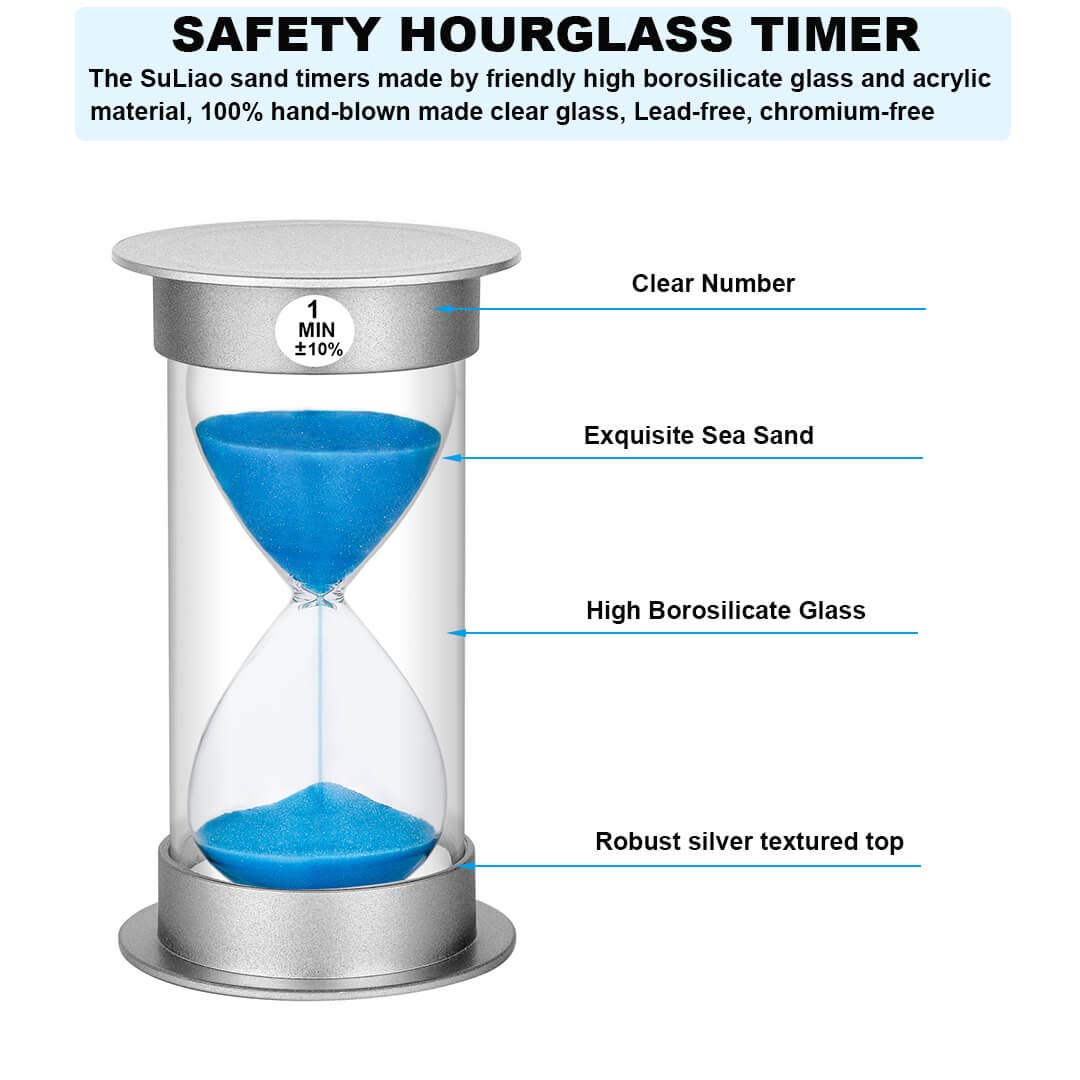 Sand Timer 1 Minute Hourglass Timer, Plastic Sand Watch 1 Minute, Small Sand Clock One Minute, Hour Glass Sandglass Timer For Ki